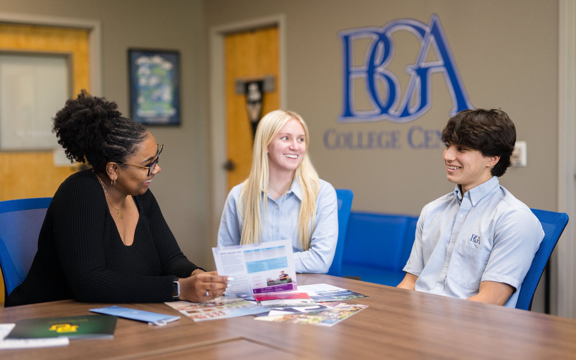photo of students talking to counceller